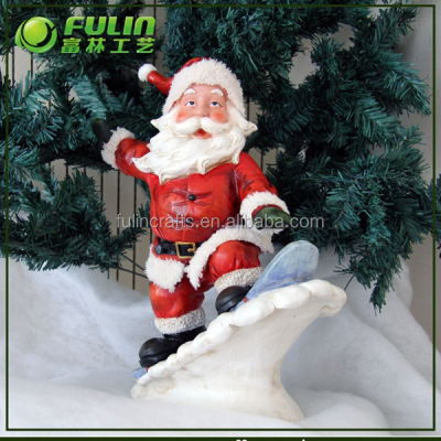 resin christmas santa on skiing figurines