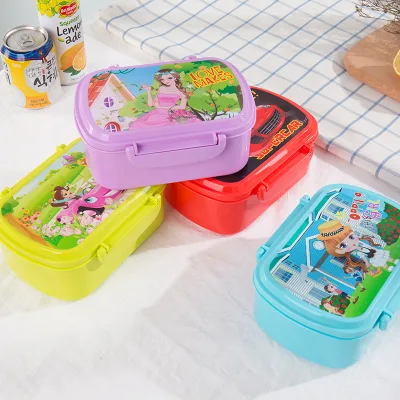 Cartoon Car Reusable Microwave 2 Compartment Plastic Food Containers
