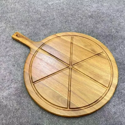 Pizza Serving Board Acacia Wood Cutting Board Set Sided Chopping Blocks with Handle for Home Use & Charcuterie Board