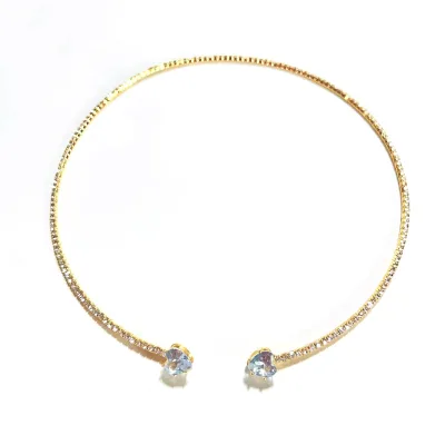 DUYIZHAO European and American Hot Trendy Full Diamond Heart Triangle Zircon Open Clavicle Necklace for Women