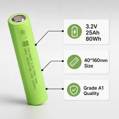 Rechargeable 3.2V 25Ah F40160HC LiFePO4 Battery Grade a 40160 Cylindrical Cell for Electric Forklift AGV Power Tools