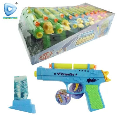 China Plastic Sucker Bullet Gun Toy With Candy Lollipop