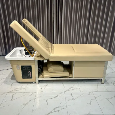 Professional Electric Hair Spa Bed with Black Basin Steamer Modern Design Stainless Steel Material for Salon & Beauty Use