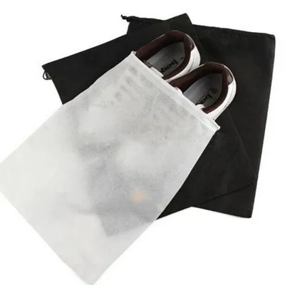 Recyclable Travel Foldable Non Woven Fabric Shoe Dust Drawstring Bag