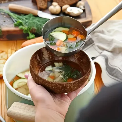 High-Quality wooden bowl 11 oz Salad/Smoothie wooden antique decor bowl Handmade Natural wooden coconut bowl set