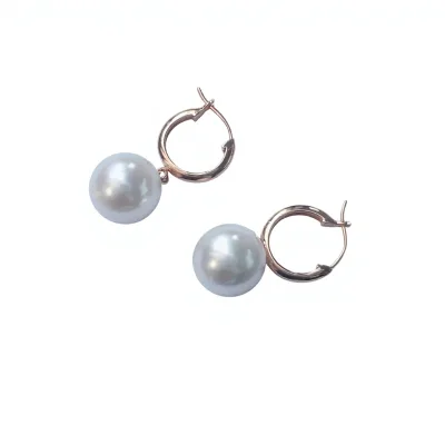 E Hao Jewelry 18k Gold Thick Edition Full Stop Clip-on Seawater Pearl Earrings Textured Women's Simplicity Gift Recommendation