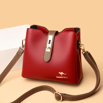 Womens New Arrival 2026 Crossbody Shoulder Bag Color-Block Fashionable Bucket PU Zipper Closure Urban Simplicity Drop