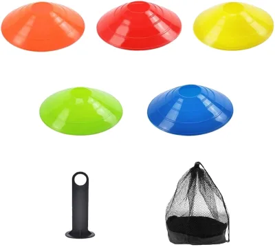 Bright Visible Color Stackable Design Easy Storage for Coach Sports Meeting Obstacle Practicing Supply PE Soccer Cones Disc