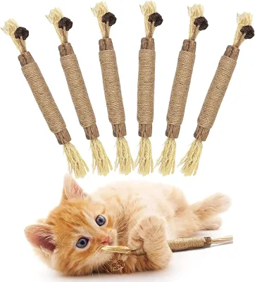 Polygonum Multiflorum Catnip Ball Eco-Friendly Durable Squeaky Interactive Teeth Cleaning Molar Rod Chew Toys for Indoor Cats