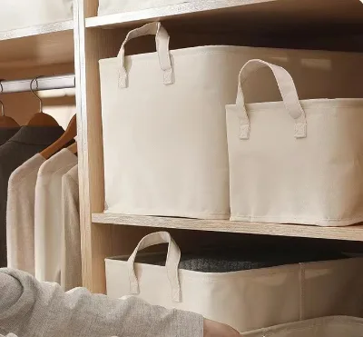 Large Folding Fabric Storage Basket Canvas Tote Bag Sorting Organizing Clothes Home Organizing Storage Bag
