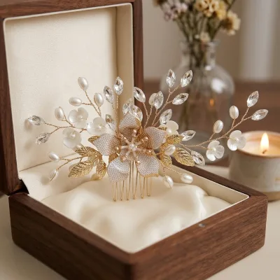 Wedding Crystal Flower Bridal Combs & Tiara Hair Accessories Alloy Gold Plated Rhinestone Regular Size