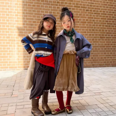 Girls Trench Coat Autumn New Korean-Style Casual Mid-Length Cotton Softened Jacket Zhili Childrens Wear Stylish