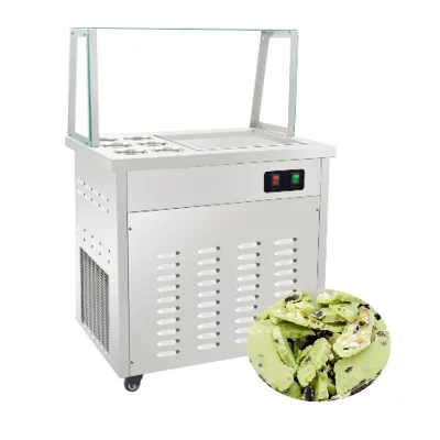 Food Grade Stainless Steel Cute Fried Yogurt Machine Fried Ice Tray with 2 Spatulas Rolled Ice Cream Maker