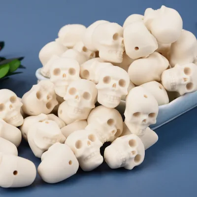 Eco-friendly Popular Skull Design Silicone Beads Loose Bulk Custom Colors Halloween Soft Chew Safe DIY Bracelet Baby Teether