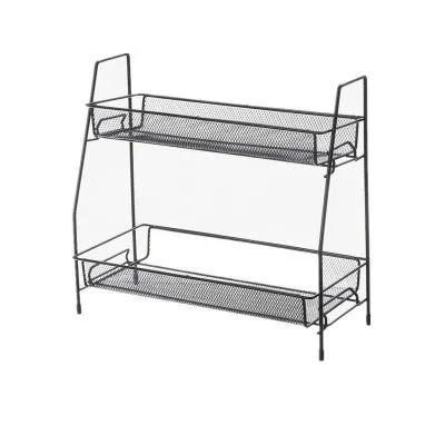 Iron Storage Rack Detachable Desktop Double Layer Storage Kitchen Seasoning Rack Bathroom Cosmetics Sorting Rack