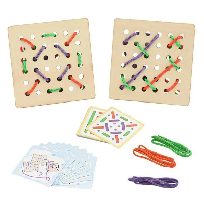 Montessori Kids Threading Toy With Card Fine Motor Skills Game Kids Educational Toy for Boys and Girls