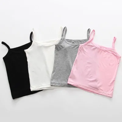 Girls Vest Solid Color Children's Sleeveless Tops Baby Girl Summer Outerwear Cotton Vest