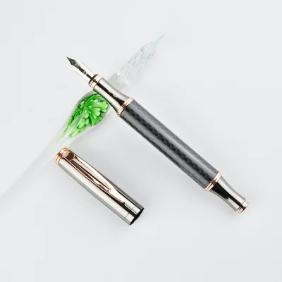 GemFully 2025 March Expo Return Gifts Indian Carbon Fiber Pen Kalem Red Gold Fountain Pen with Box