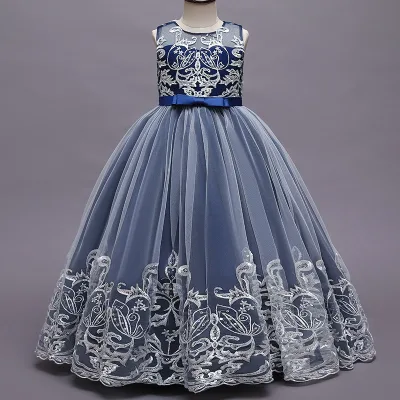 Flower Girl Dress Girl Princess Long Lace Puff Dress Gradient Flower Sparkle Host Dress