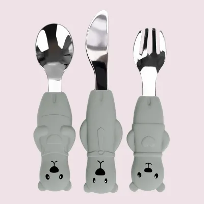 Toddler Spoons Baby Spoons Kids Silverware Set with Silicone Handle