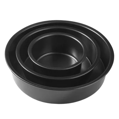 Round Carbon Steel Baking Pan with Non-Stick Coating Fixed Bottom Thickened Construction-Bulk Pack