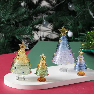 Glass Christmas Tree Glass Desktop Gift Handicrafts Creative Ornaments Living Room Decoration Small Gift