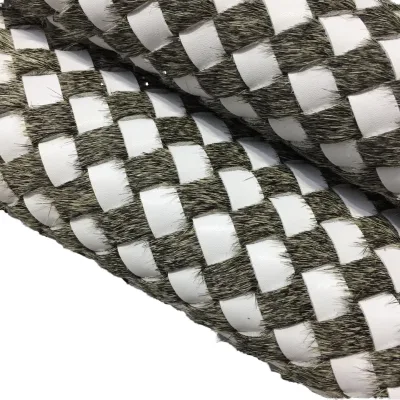 Real Cow Fur with PU Braid Decorative Braided Genuine Leather for Shoes Sofa Handbag Throw Pillows-Rat Grey