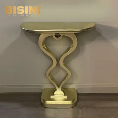 Handcrafted Resin Console Table with 24K Gold Leaf Accents Classical European PU Design Wooden Top Option and Solid Construction