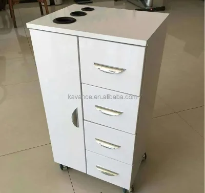 Hot Sale Salon Furniture Barbershop White Trolley with Drawers and Rolling Wheels
