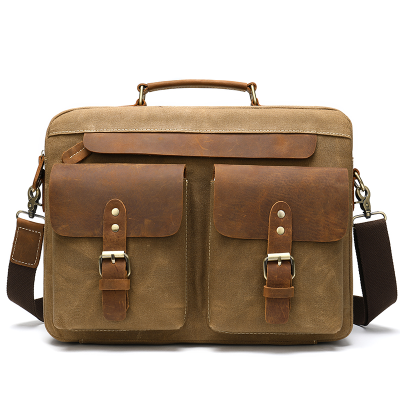 Industrial Style Briefcase Business Work One Shoulder Crossbody Briefcase Large Capacity Multi-layer Briefcase