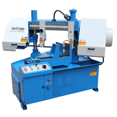 GHT280GHT350 Industrial Angle Degree Miter Band Saw Machine with Engine Hydraulic Tension 2.2KW Motor