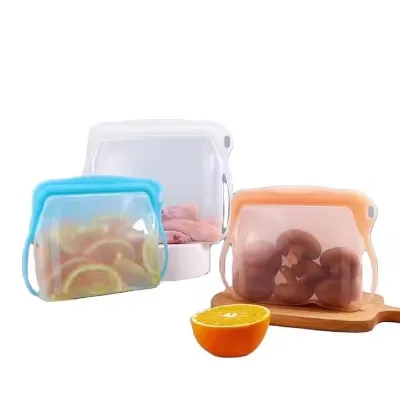 Portable Self-Sealing Kitchen Storage Bag Thickened Daily Necessities for Fresh-Keeping Fruit & Vegetable Food Silicone Seal Bag