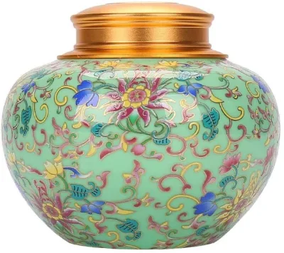 Ceramic Jar,Creative Tea Jar Large Retro Handmade Hand Painted Ceramic Food Storage Canister Home Moisture-Proof Sealed Cans