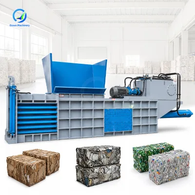 OCEAN Garbage Plastic Barrel Corrugated Baler Waste Paper Scrap Iron Bale Press Machine for Metal
