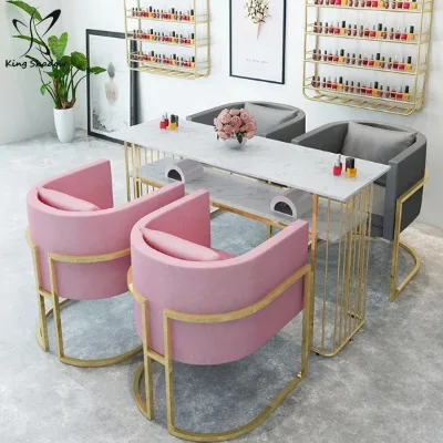 Nail bar pink and Grey Chair Single Nail Chair with Gold Frame for Sale