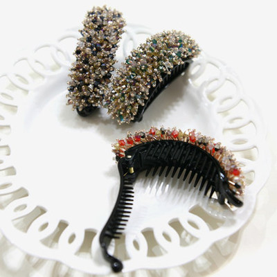 Wholesale Bling Hair Clip Korean Style Crystal Banana Clip Hairpin Claw for Women