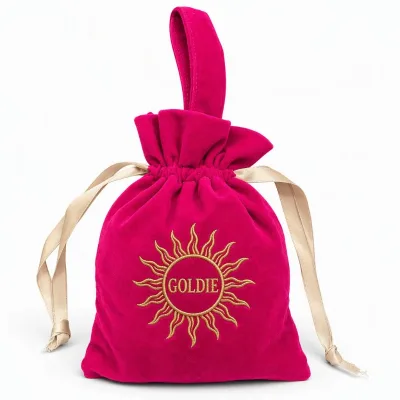 Luxury Customized Embroidered Velvet Handbag Tote Pouch Keepsake Gift Packaging Organizer for Ceremony Reception Favors