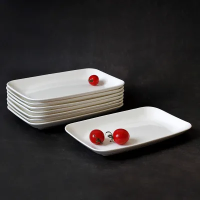 Wholesale Restaurant A5 White Melamine Plates and Dishes Rectangle White Melamine Dinner Plates