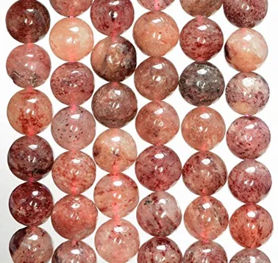 Genuine Red Strawberry Lepidocrocite Quartz Gemstone Round Loose Beads