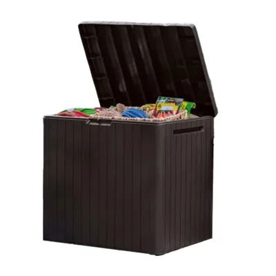 Backyard Poolside Home Space Saving Patio Furniture Side Table Pool Garden Accessories Brown Resin Outdoor Storage Box