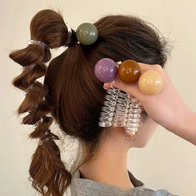 Wholesale  Girls Rubber Hair Band Elastic Braided Telephone Spiral Hair Ties INS Girls Hair Accessories