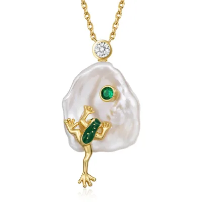 Gemnel New Statement 925 Silver Jewelry Baroque 14mm Freshwater Pearl Frog Pendant Necklace Trendy Women Premium Manufacturer