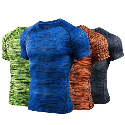 Mens Quick Dry Tee Shirt Sport Gym Fitness Training Bodybuilding Heather Tshirt Printing Custom t Shirt