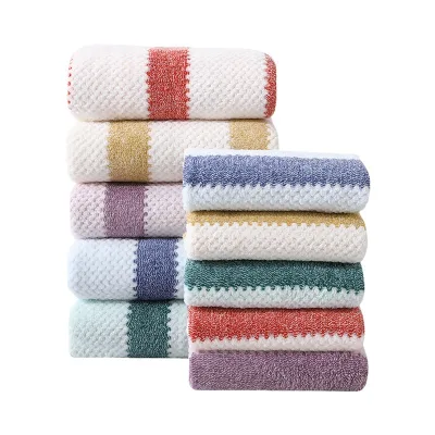 Customized Woven Striped Square Microfiber 2-Piece Bath Towel Set Super Absorbent and Soft Hand Feel for Home Spa Use