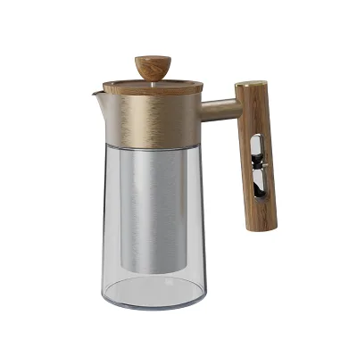 DHPO 600ml 1000ml Wood Handle Premium Modern French Press Home Coffee Maker French Press Kitchen Accessories