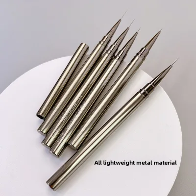 Japanese-style Professional Nail Art Liner Pen Set 6-Piece Lightweight Light Gray Metal Pens for Nail Salons