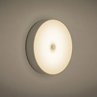 Smart Led Motion Sensor Night Light Lamp Rechargeable 6 LED Round White Led Small Night Light