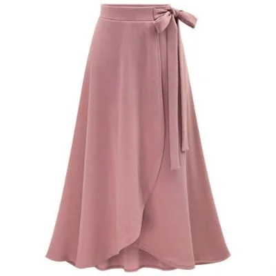 S-6XL New Fashion 2022 Women Plus Size Summer High Waist Skirt Dress Irregular Solid Color Long Beach Bandage Casual Slit Skirt