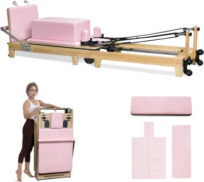 JIKE Customizable Pink Oak Style Pilates & Yoga Core Training Machine Home Gym Foldable Multi-Function Strength Equipment