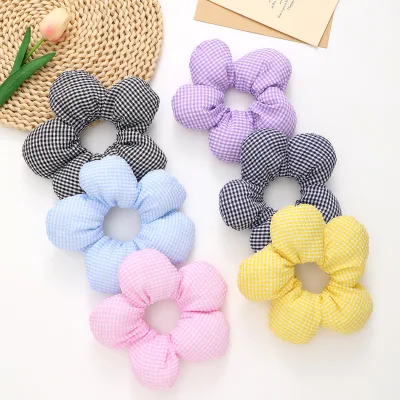New Korean Version Satin Sponge Three-dimensional Flower Fashionable Cute Versatile Hair Scrunchies